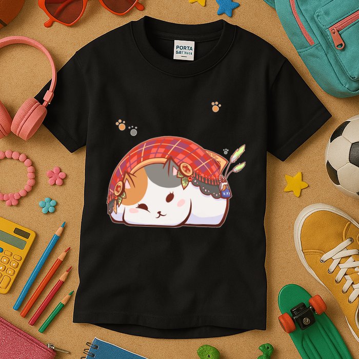 FF14 Fat Lazy Cat Kids T-Shirt