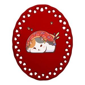 FF14 Fat Lazy Cat Ceramic Oval Ornament