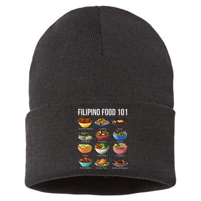 Filipino Food 101 Popular Pinoy Food Funny Cool Filipino Sustainable Knit Beanie