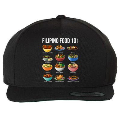 Filipino Food 101 Popular Pinoy Food Funny Cool Filipino Wool Snapback Cap