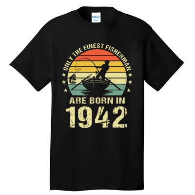 Fishing Fisherman 1942 80th Birthday Gift For 80 Year Old Tall T-Shirt