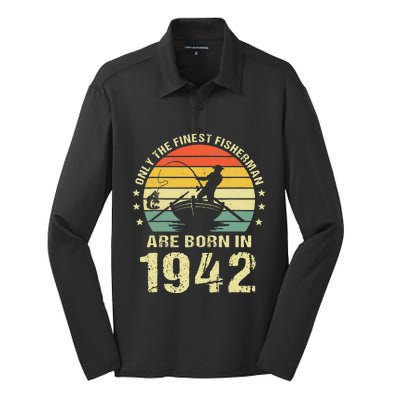 Fishing Fisherman 1942 80th Birthday Gift For 80 Year Old Silk Touch Performance Long Sleeve Polo