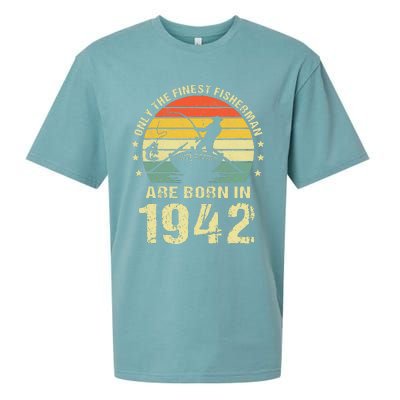 Fishing Fisherman 1942 80th Birthday Gift For 80 Year Old Sueded Cloud Jersey T-Shirt