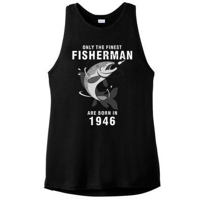 Fishing Fisherman 1946 74th Birthday Are Born In 1946 Ladies PosiCharge Tri-Blend Wicking Tank