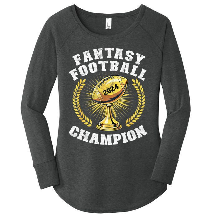 Fantasy Football 2024 Champion Draft Fantasy Football Champ Women's Perfect Tri Tunic Long Sleeve Shirt