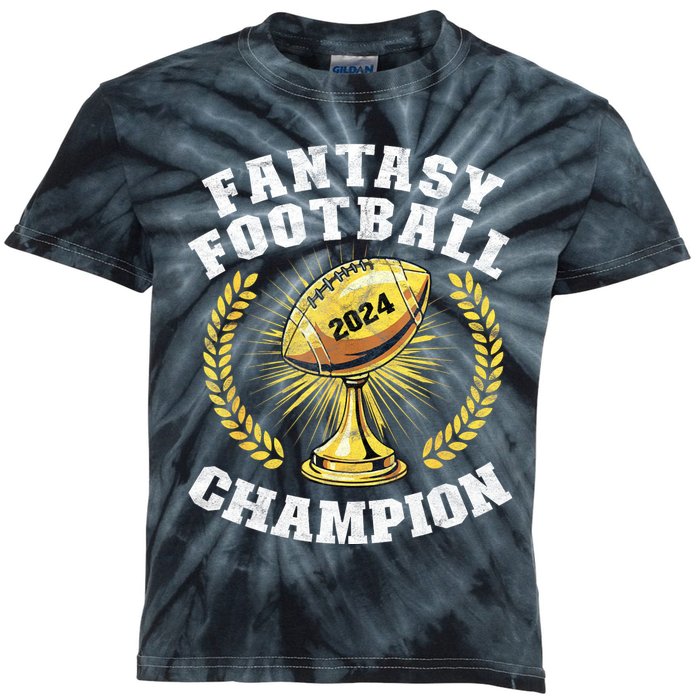 Fantasy Football 2024 Champion Draft Fantasy Football Champ Kids Tie-Dye T-Shirt