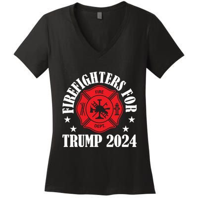 Firefighters For 2024 Emblem Women's V-Neck T-Shirt