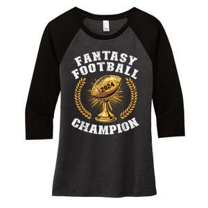 Fantasy Football 2024 Champion Draft Fantasy Football Champ Women's Tri-Blend 3/4-Sleeve Raglan Shirt