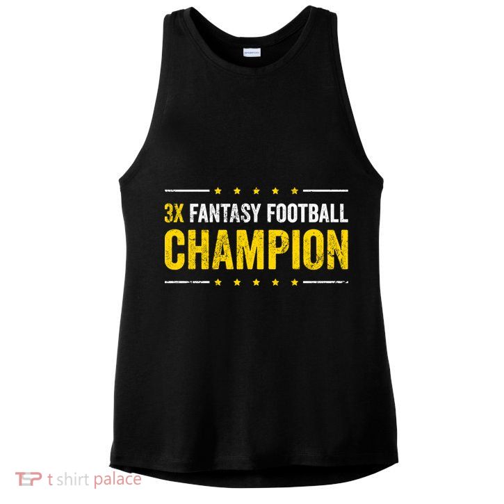 Fantasy Football 3 Time Winner Champ Champion Gift Ladies PosiCharge Tri-Blend Wicking Tank