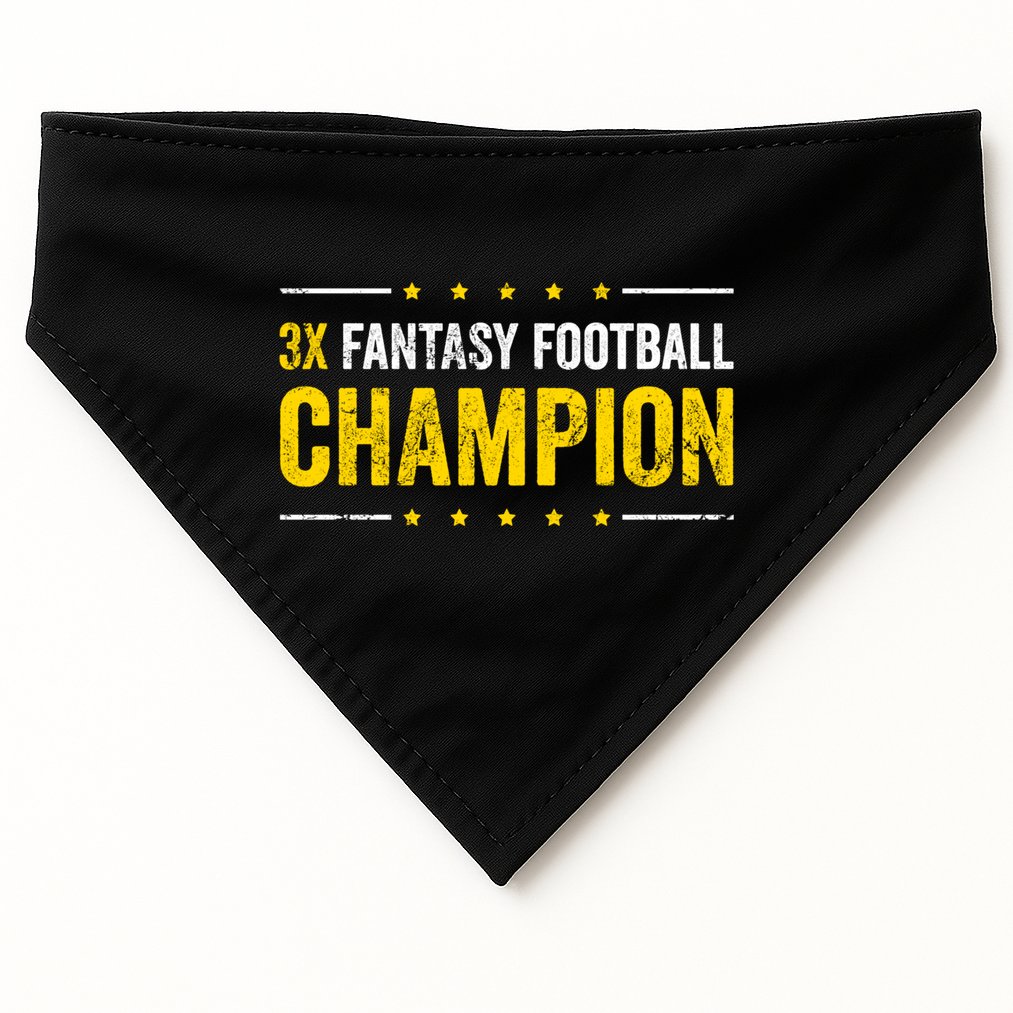 Fantasy Football 3 Time Winner Champ Champion Gift USA-Made Doggie Bandana