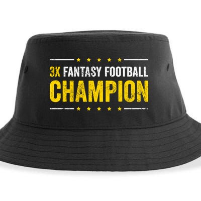 Fantasy Football 3 Time Winner Champ Champion Gift Sustainable Bucket Hat