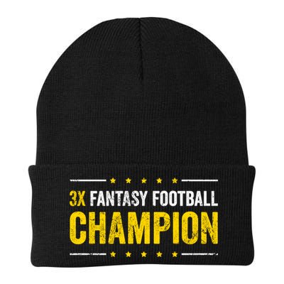 Fantasy Football 3 Time Winner Champ Champion Gift Beanie