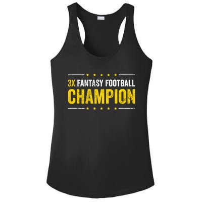 Fantasy Football 3 Time Winner Champ Champion Gift Ladies PosiCharge Competitor Racerback Tank