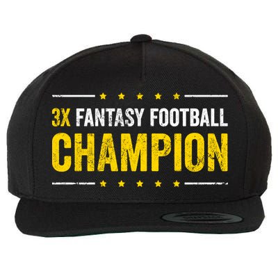 Fantasy Football 3 Time Winner Champ Champion Gift Wool Snapback Cap