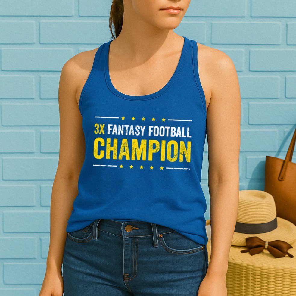 Fantasy Football 3 Time Winner Champ Champion Gift Womens Tank Top