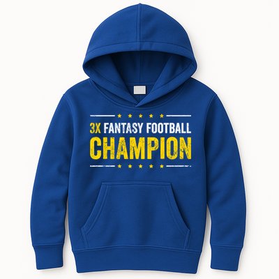 Fantasy Football 3 Time Winner Champ Champion Gift Kids Hoodie