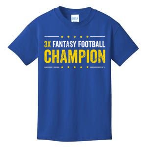 Fantasy Football 3 Time Winner Champ Champion Gift Kids T-Shirt