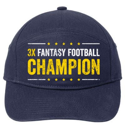 Fantasy Football 3 Time Winner Champ Champion Gift 7-Panel Snapback Hat