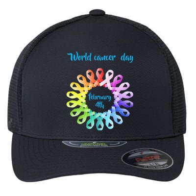 Funny February 4th World Cancer Day Awareness Flexfit Unipanel Trucker Cap