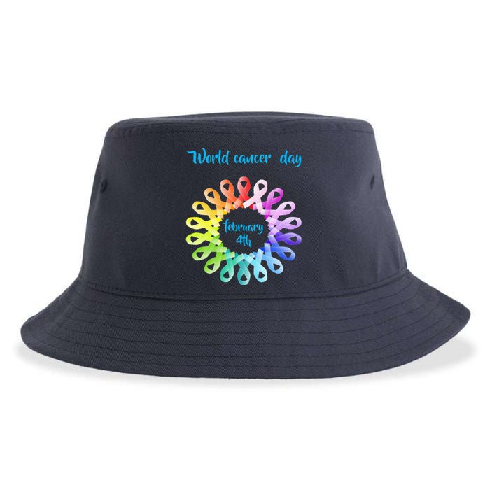 Funny February 4th World Cancer Day Awareness Sustainable Bucket Hat