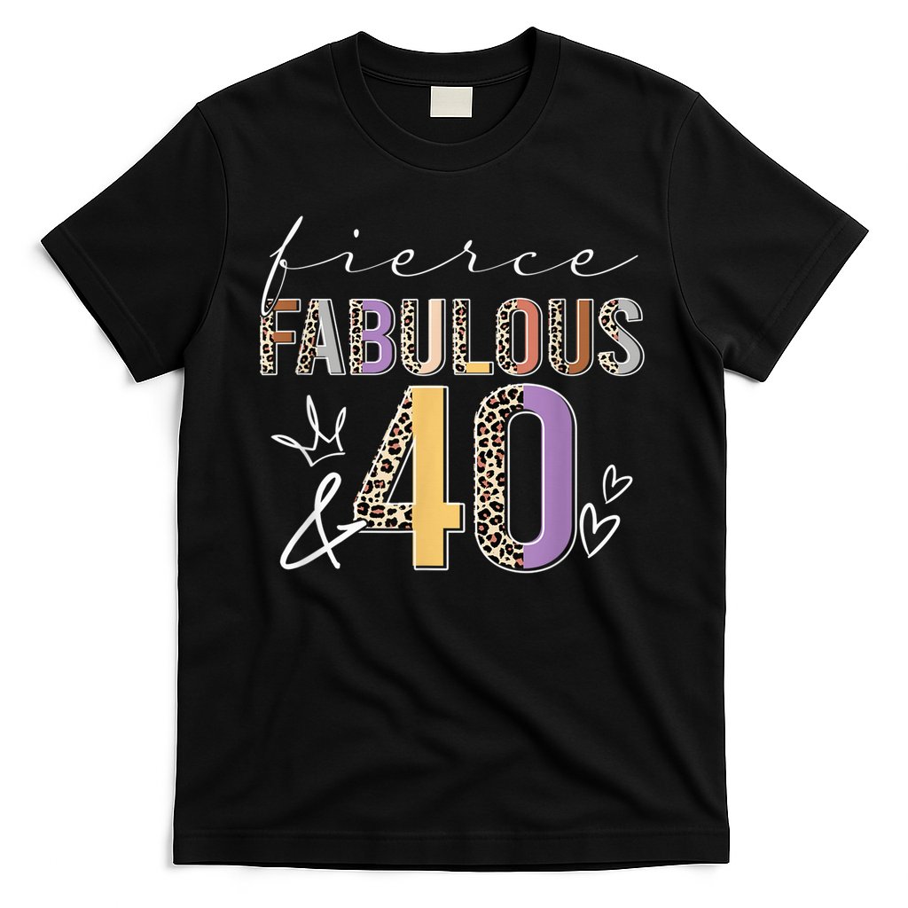 Fierce Fabulous & 40 Years Old Boho Leopard 40th Birthday T-Shirt