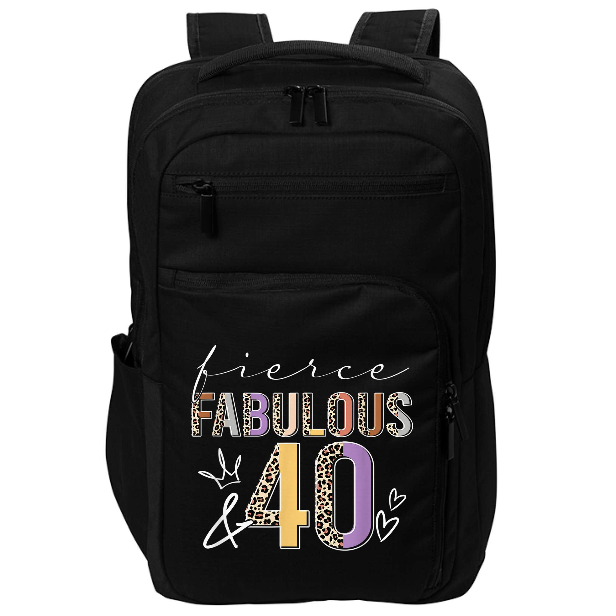 Fierce Fabulous & 40 Years Old Boho Leopard 40th Birthday Impact Tech Backpack