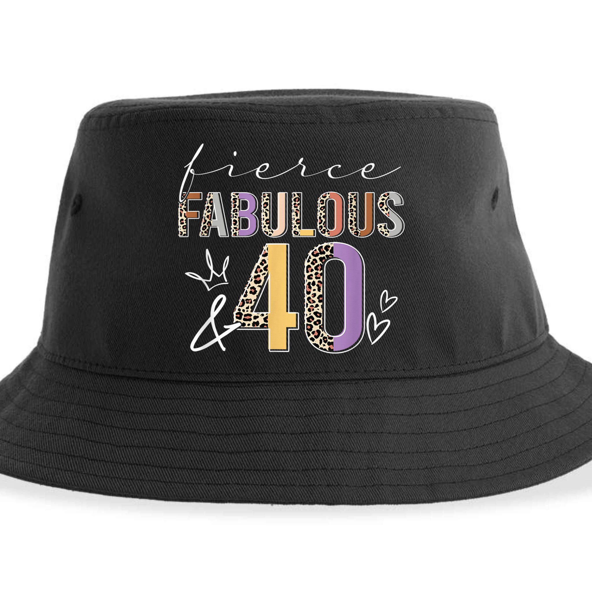 Fierce Fabulous & 40 Years Old Boho Leopard 40th Birthday Sustainable Bucket Hat
