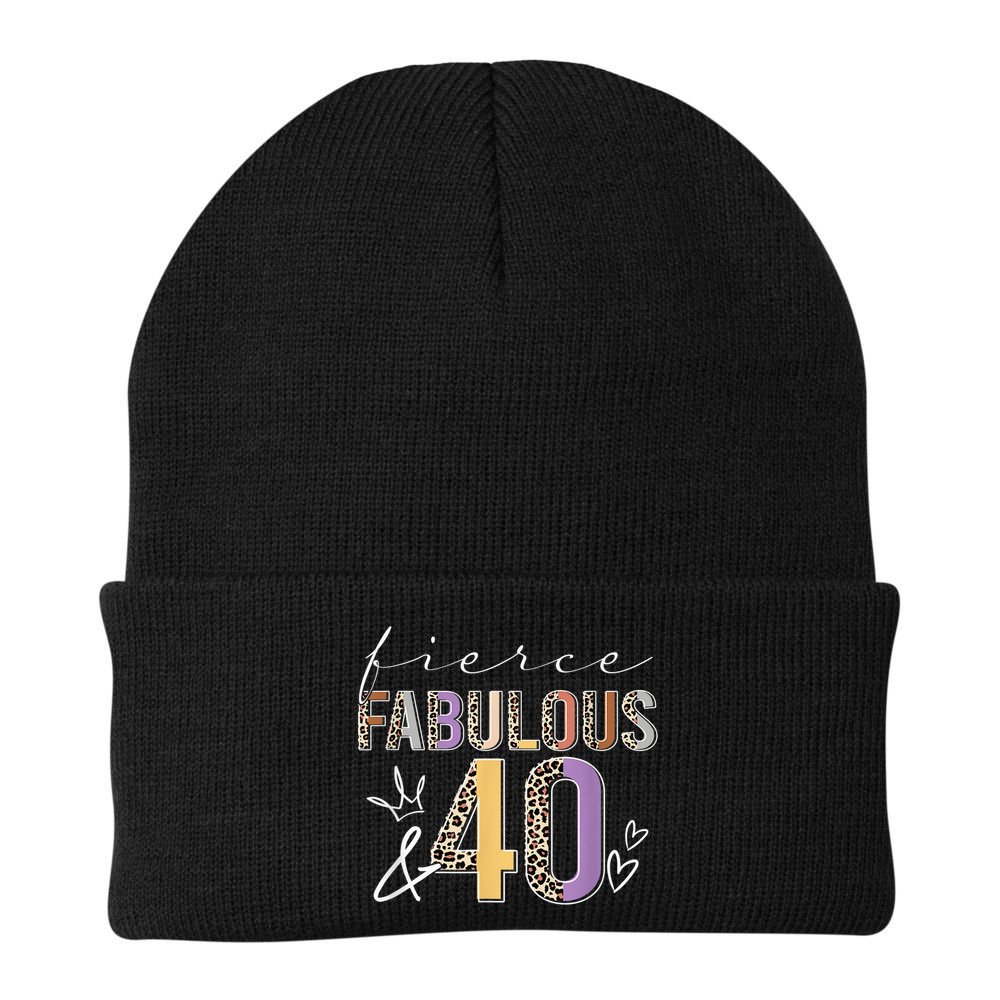 Fierce Fabulous & 40 Years Old Boho Leopard 40th Birthday Beanie