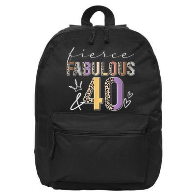 Fierce Fabulous & 40 Years Old Boho Leopard 40th Birthday 16 in Basic Backpack