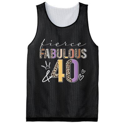Fierce Fabulous & 40 Years Old Boho Leopard 40th Birthday Mesh Reversible Basketball Jersey Tank