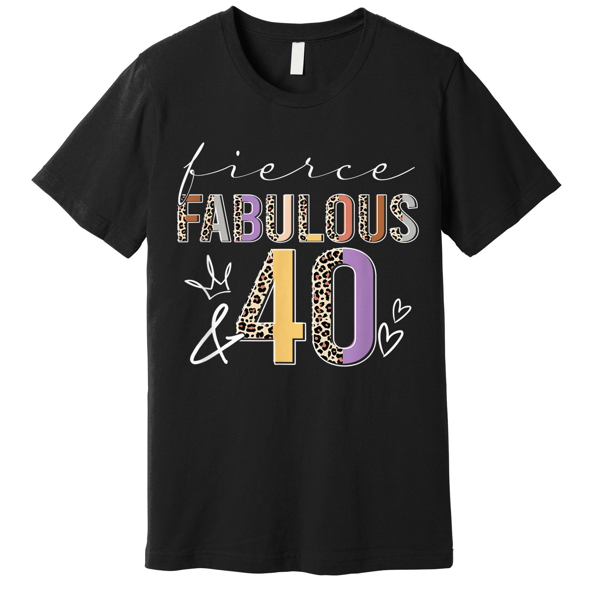 Fierce Fabulous & 40 Years Old Boho Leopard 40th Birthday Premium T-Shirt