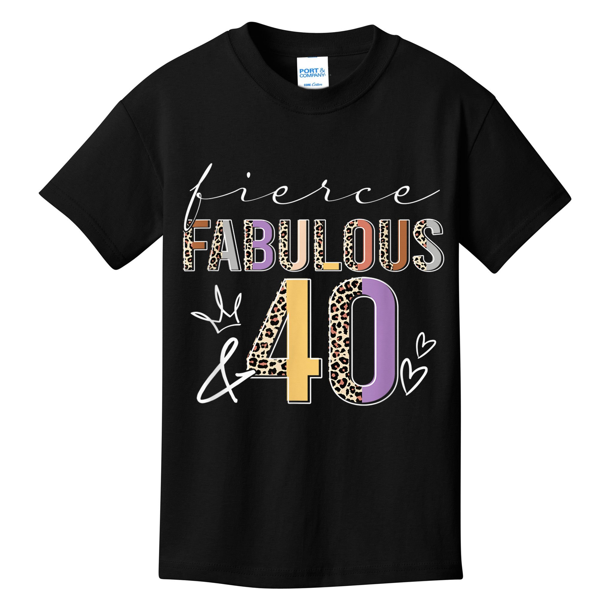 Fierce Fabulous & 40 Years Old Boho Leopard 40th Birthday Kids T-Shirt
