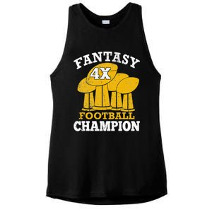 Fantasy Football 4x Champion Four Time Champ Fantasy Winner Ladies PosiCharge Tri-Blend Wicking Tank