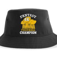 Fantasy Football 4x Champion Four Time Champ Fantasy Winner Sustainable Bucket Hat