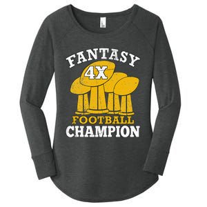 Fantasy Football 4x Champion Four Time Champ Fantasy Winner Women's Perfect Tri Tunic Long Sleeve Shirt