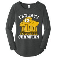 Fantasy Football 4x Champion Four Time Champ Fantasy Winner Women's Perfect Tri Tunic Long Sleeve Shirt