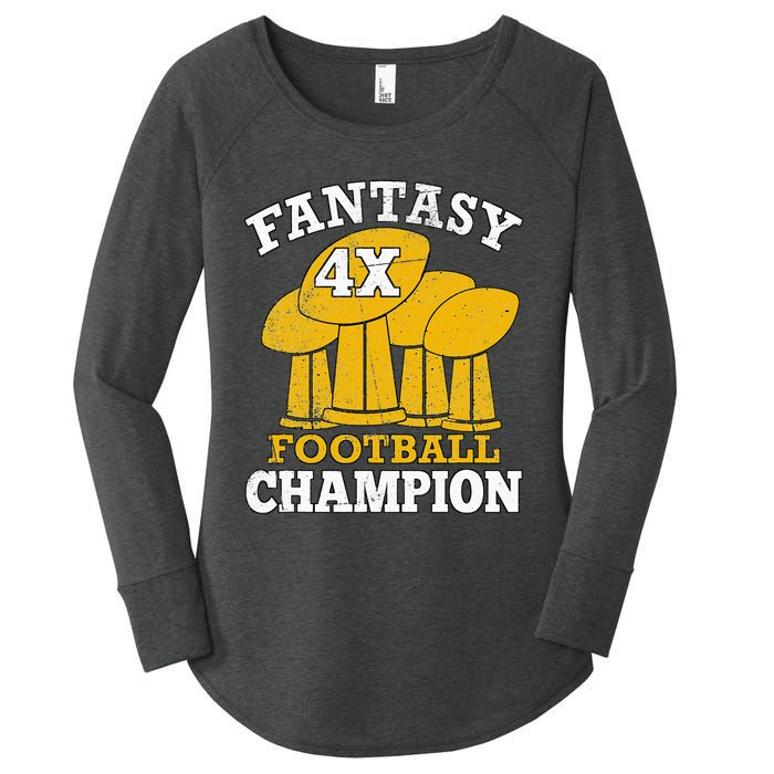 Fantasy Football 4x Champion Four Time Champ Fantasy Winner Women's Perfect Tri Tunic Long Sleeve Shirt