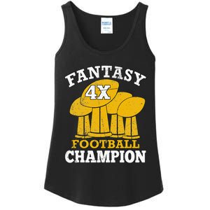 Fantasy Football 4x Champion Four Time Champ Fantasy Winner Ladies Essential Tank