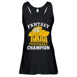 Fantasy Football 4x Champion Four Time Champ Fantasy Winner Ladies Essential Flowy Tank