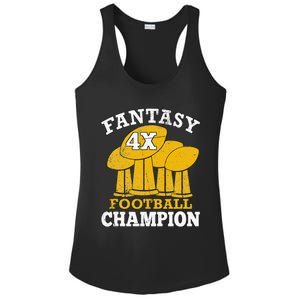 Fantasy Football 4x Champion Four Time Champ Fantasy Winner Ladies PosiCharge Competitor Racerback Tank