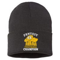 Fantasy Football 4x Champion Four Time Champ Fantasy Winner Sustainable Knit Beanie