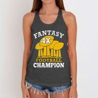 Fantasy Football 4x Champion Four Time Champ Fantasy Winner Women's Knotted Racerback Tank