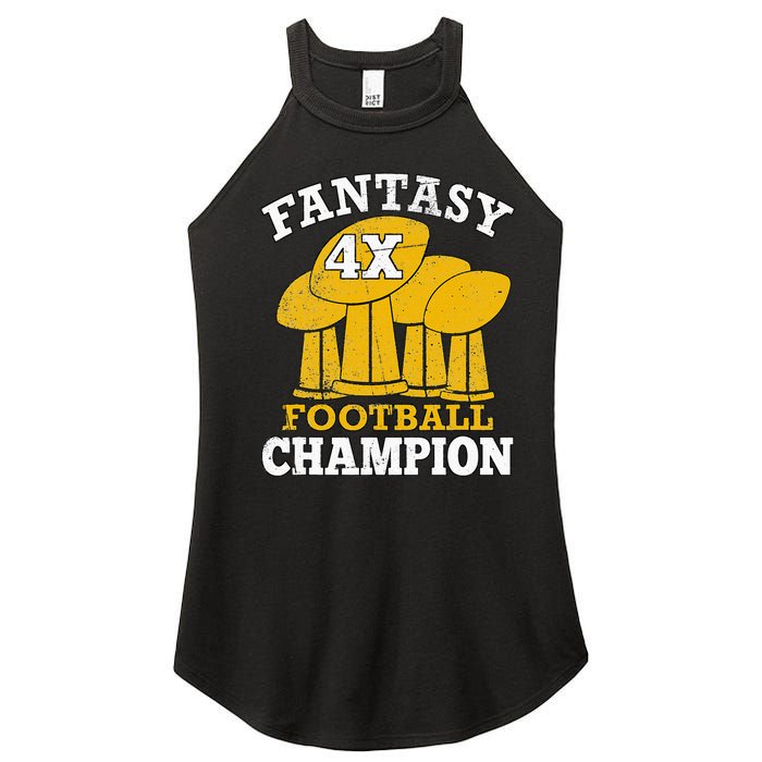 Fantasy Football 4x Champion Four Time Champ Fantasy Winner Women's Perfect Tri Rocker Tank