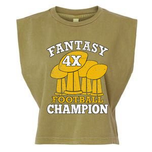 Fantasy Football 4x Champion Four Time Champ Fantasy Winner Garment-Dyed Women's Muscle Tee