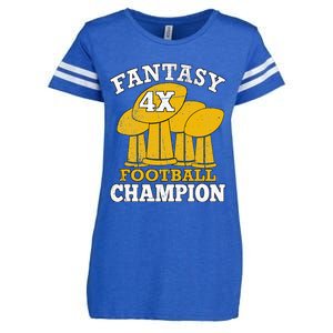 Fantasy Football 4x Champion Four Time Champ Fantasy Winner Enza Ladies Jersey Football T-Shirt