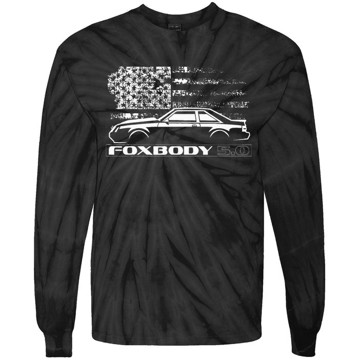 Foxbody Foxbody 5.0 American Flag Foxbody Stang Tie-Dye Long Sleeve Shirt