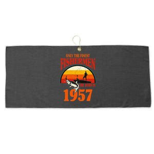 Funny Fishing 66th Birthday Fishermen Are Born In 1957 Large Microfiber Waffle Golf Towel