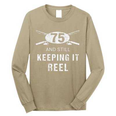 Funny Fishing 75th Birthday Gift Fisherman 75 Year Old Long Sleeve Shirt