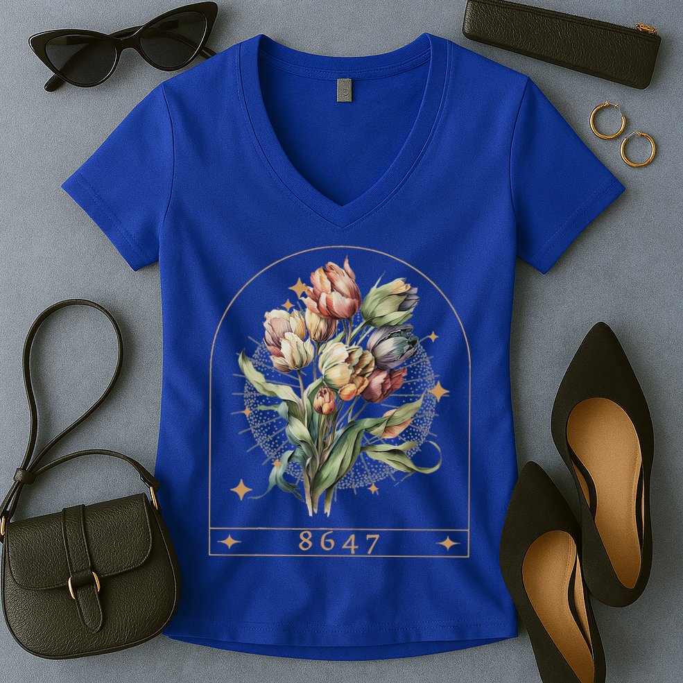 Floral Feminist 8647 Anti Trump Human Right Women's V-Neck T-Shirt