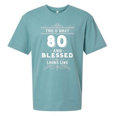 Funny For 80 Year Old Man Woman Happy Birthday Gifts Sueded Cloud Jersey T-Shirt